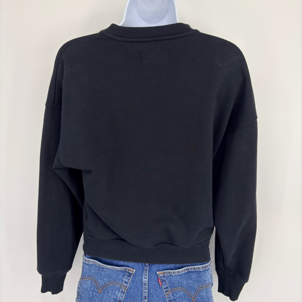 Everlane Black ReNew Sweatshirt XS Crew Neck Raglan Sleeve Cropped Pullover‎ - Picture 5 of 10